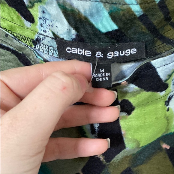 Cable & Gauge Women's Top - Green and Black- Cold Shoulder Style - Picture 2 of 4